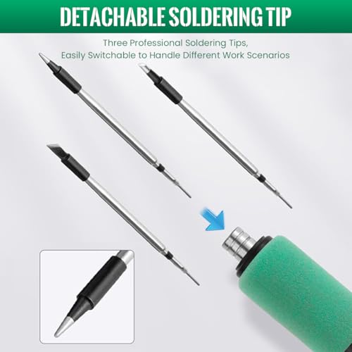 Image of Serplex Cordless Soldering Iron Kit with Toolbox 5V 15W Soldering Pen Adjustable 260-450C Temp, 8s Rapid Heat-up, 650mAh USB Cordless Welding Kit Including 3 Replaceable Tips