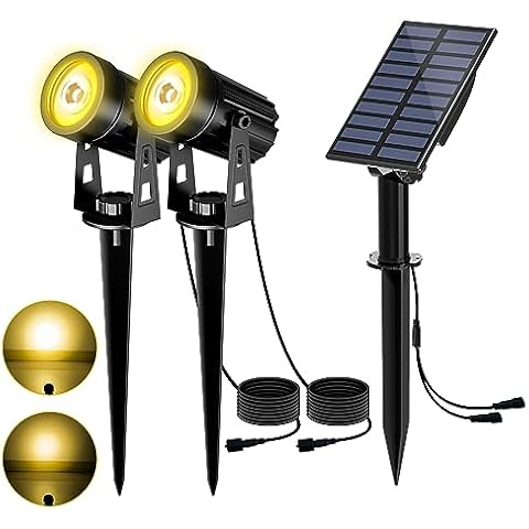 T-SUN Solar Spotlights Outdoor Waterproof, 2-in-1 Solar Landscape Spotlights Solar Garden Spot Lights for Yard Tree Garden Pond Pool Area (Warm White) Cover