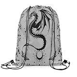 Castle Fairy Mochila com cordão dragão preto vermelho, Dragão cinza, 13'X16'