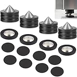 4 Stück Lautsprecher Spikes Set Lautsprecher Ständer Absorber Edelstahl und Polymergraphit Boxen Spikes + mit Unterlegscheiben für HiFi-Geräte und Lautsprecher (49mm×35mm)