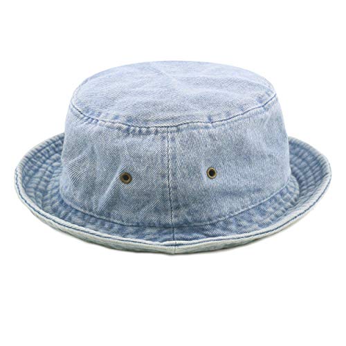 The Hat Depot Youth Kids Washed Cotton Packable Bucket Travel Hat Cap (7-10Yrs, Light Denim) #TOP3