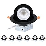 ZYC - 6 Inch Gimbal LED Recessed Lighting, 5CCT 12W 360°Rotation Adjustable, LED Swivel Spotlight, Directional Sloped Ceiling Light, Dimmable Canless Wafer Light (6