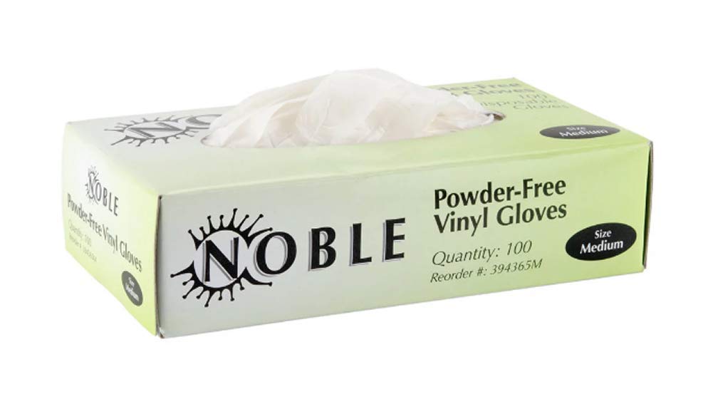 100 Pcs Noble Products Disposable Vinyl Gloves Powder Free Clear Gloves for Cleaning Cooking Beauty Dishwashing Transparent (Large)