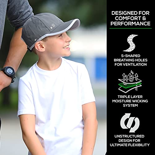 Saaka Lightweight, Performance Hat For Kids And Youth. Premium Packaging. Quick Drying, Protects From The Sun. (Graphite) #TOP2