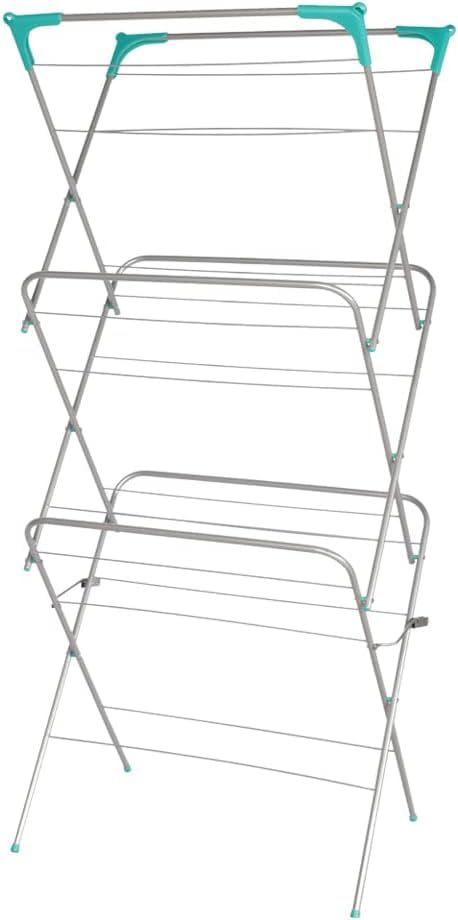 UTTAM Clothes Airer Alloy Steel Foldable Design : Sturdy with Corner Hooks and Sock Dryer - 15M / 15KG Drying Capacity (1, Black)
