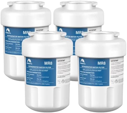 MARRIOTTO Water Filters for GE Refrigerators, Smart Water Filters for Refrigerators NSF 42 Certified Cartridges Compatible with MWF, MWFA, MWFP, GWF, GWFA, 46-9991, HDX FMG-1, WFC1201, 4 Pack