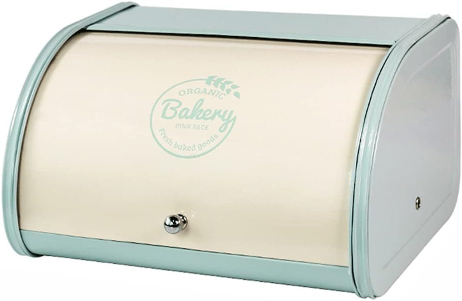 (Container B Color) (Container H) Tea Caddy Countertop Bakery Kitchen Jar Easy Kitchen Countertop Storage Gift Roll Up Lid Bread Bin Holder Metal Biscuit Container and Metal Bread Box (Container C)