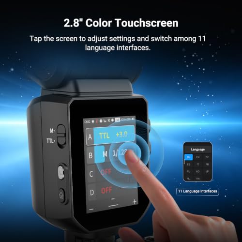Image of NEEWER Z3R-C Round Flash Light, 100Ws TTL 1 /8000s HSS Camera Photography Speedlite with 3000mAh USB C Battery, Touchscreen, Modeling Lamps, Compatible with Canon and Godox Wireless 2.4G X System