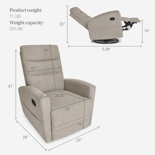 Image of Dream On Me Chatham Deluxe Nursery Glider Recliner, Amazon Exclusive, Warm Sand