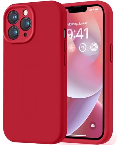 Image of LOVE 3000 Designed for iPhone 13 Pro Max Case, Premium Silicone with [Soft Anti-Scratch Microfiber Lining] Shockproof Protective Phone Case for Men Women Girls 6.7 inch, Red