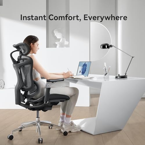 SIHOO Doro C300 Pro Ergonomic Office Chair with Ultra-Soft 6D Armrests, Dynamic Lumbar Support, Seat Depth Adjustment, Adjustable Backrest, Big and Tall Desk Chair for Home Office (Black) - Image 4