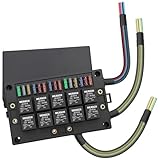 Weasch 12V Automotive Fuse and Relay Box, with 12 AWG Pre-Wired, 10 Relays and 15 ATC/ATO Blade Fuses, 5Pin...