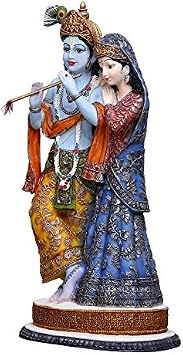 Sri Krishna Culture Big Standing Radha Krishna Carved Murti 19 Inches Idol Showpieces for Home Decor
