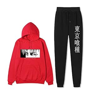 GUGU Tokyo Ghoul Anime zwarte hoodie casual broek pak heren en dames cosplay sweatshirt sweatpants pak unisex (S-XXL)