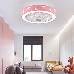 Lampara Ventilador Rosa Ventilador Techo con Luz y Mando a Distancia Silencioso Niña Lampara Ventilador Infantil Techo 3 Velocidades Regulable para Dormitorio Salon Lamparas de Techo Habitacion,Rosado
