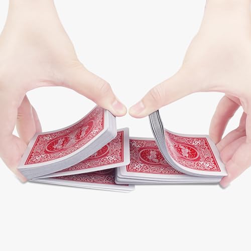 Foto von Fousenuk 2X 56 Karten Spielkarten, Pokerkarten Cards, Playing Cards Poker Karten, Kartendeck, Kartenspiel mit Zwei Eckzeichen, für das Geschenkpartyspiel, Texas Holdem Poker, Blackjack (Rot und Blau)
