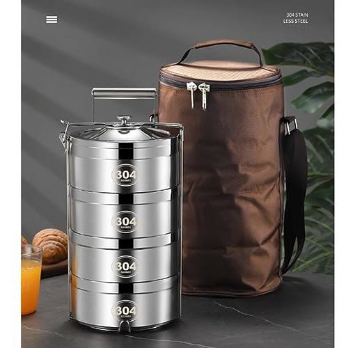 Contenitore termico per il pranzo in acciaio inox, con grande capacità e 2 piani, perfetto per la consegna e la separazione dei pasti, include borsa isolante