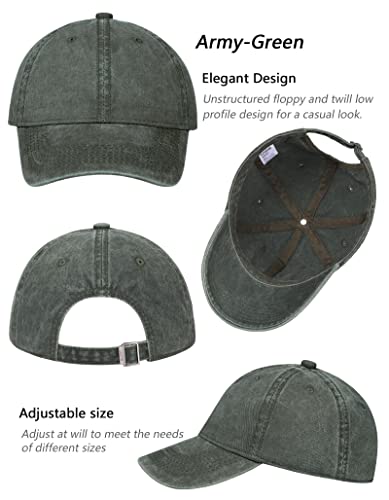 Image of 3 Pack Vintage Washed Cotton Adjustable Baseball Caps for Men Women Unstructured Low Profile Plain Classic Dad Hat