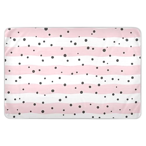 Stripes Wave Polka Dot Pink Mattress Protector Pads, Large, Adult Incontinence Pads for Bed, Soaker Pads for Beds for Adults Washable