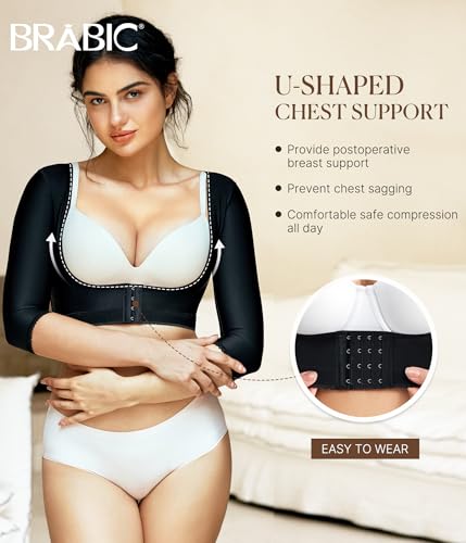 BRABIC Upper Arm Shaper Post Surgical Slimmer Compression Sleeves Posture Corrector Tops Shapewear for Women2