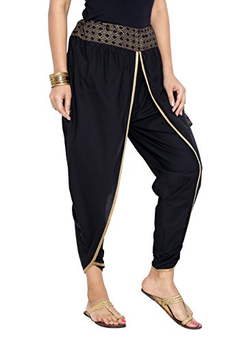 Image of 9rasa Women's Viscose Hand Block Printed Belt Freesize Dhoti Chudidar for Ethnic Casual Fusionwear (Fits Waist 26-38 inch Inches)
