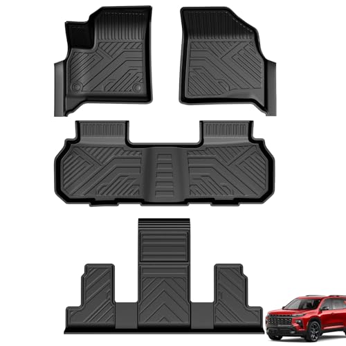 LUMWAY Floor Mats for Chevy Traverse 2026 2025 2024 & Buick Enclave 2026 2025 2024 & GMC Acadia 2026 2025 2024 7 Seats Captain Chairs TPE All Weather Durable Floor Liners for Traverse Accessories