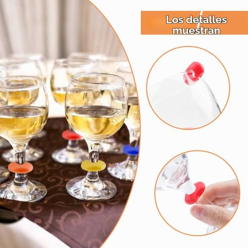 Miniatura 3 de Luvadeyo 24 Etiquetas De Silicona Para Copas De Vino Con Tapón De Botella, Para Decoración De Fiestas, Uso Doméstico, Marcadores De Copa De Vino, Marcadores De Colores, Pe, Vidrio