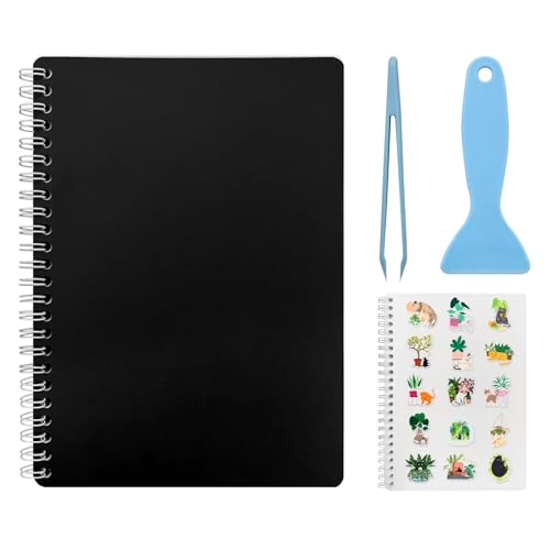 Álbum reutilizable para colección de pegatinas DHATMYC con 80 páginas en blanco | Cuaderno organizador A5 para pegatinas con 80 hojas de papel desprendible y herramienta para adultos, planificador, scrapbook y manualidades miniatura 1