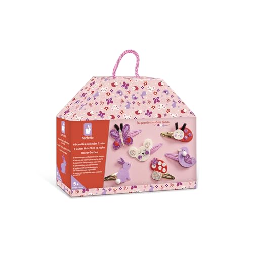 Janod - Set zum Basteln von 6 Haarspangen zum - Blühender Garten - Kit Kreative Freizeitgestaltung Kinder - Lernen Feinmotorik und Kreativität - Ab 5 Jahre - J09179
