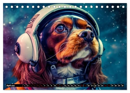 Hunde im Weltall (Tischkalender 2026 DIN A5 quer), CALVENDO Monatskalender: Hunde im All: Eine kosmische Reise der Niedlichkeit. (CALVENDO Wissenschaft)
