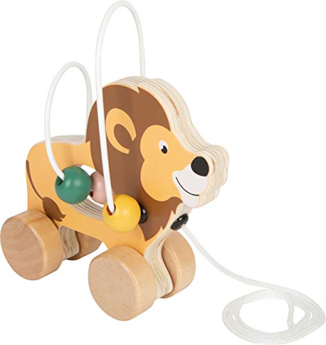 small foot Ziehtier Löwe mit Motorikschleife 'Safari', Nachzieh-und Schiebetier aus Holz, ab 12 Monaten, 11705