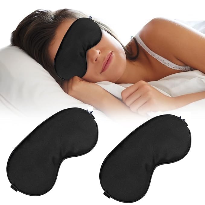Pack 2 Eye Mask for Sleeping with Adjustable Strap Super Soft Sleeping Mask Blind Fold for Comfortable Sleep Travelling Sleep Mask Pad for men and women-image-15