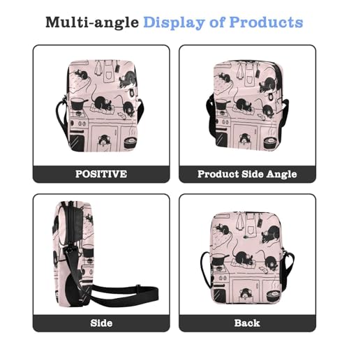 Funny Kitchen animal Pink small messenger bag for women cross body bag men Croos Body Purses Adjustable Strap for Casual Outdoor Daily4