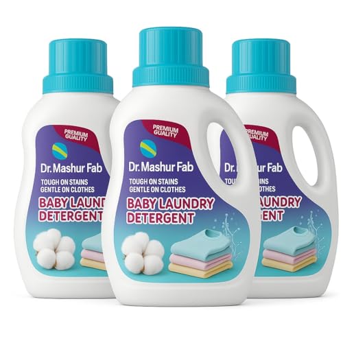 Image of Laundry Detergent for Newborns baby and children - Gentle, Hypoallergenic, Chemical-Free Liquid for Clothes, Stain Remover, Suitable for All skin, Baby Essentials - 1L (3, Bottal)