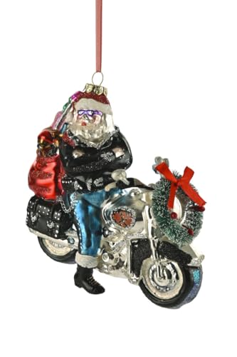 Giftcompany Hänger Santa auf Bike schwarz/Silber 14cm (1 Stück)