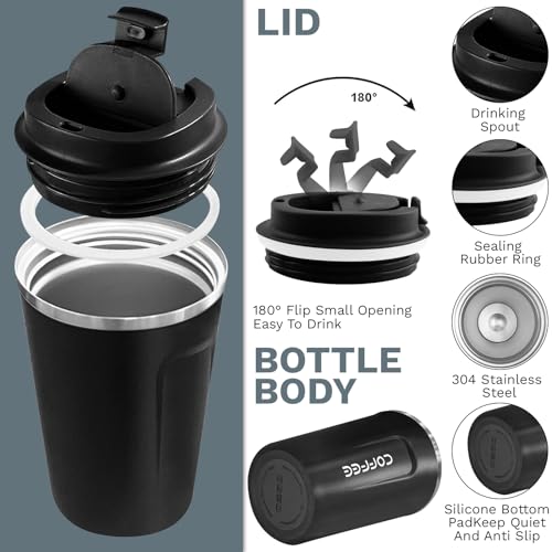 Image of Insulated Travel Coffee Mug, Stainless Steel Coffee Cup with Leakproof Lid | Double-wall insulation keeps drinks hot or cold for hours, with a leakproof lid and portable stainless steel design