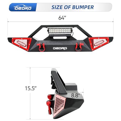 Image of OEDRO Front Bumper w /Light Fit 07-26 Jeep Wrangler JK JL & 20-26 Gladiator