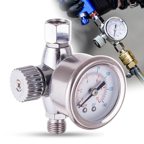 TC Technic Druckminderer für 1/4' MINI REGULATOR Spritzpistole SicoPro - Druckregler für Spritzpistole 0-10 bar / 0-140 PSI