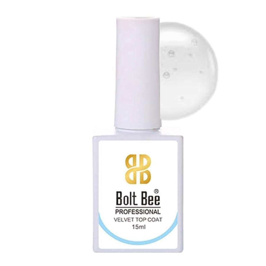Professional Nail Velvet Top Coat – Quick Drying, Long Lasting Formula with High Shine & Full Coverage – One Stroke Application 15ml