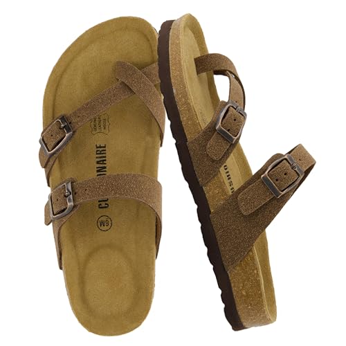 Image of CUSHIONAIRE Women's Luna Cork Footbed Sandal With +Comfort