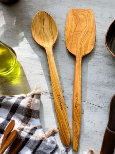 Zeytin Ağacı 2'li Set Ahşap Spatula + Kaşık