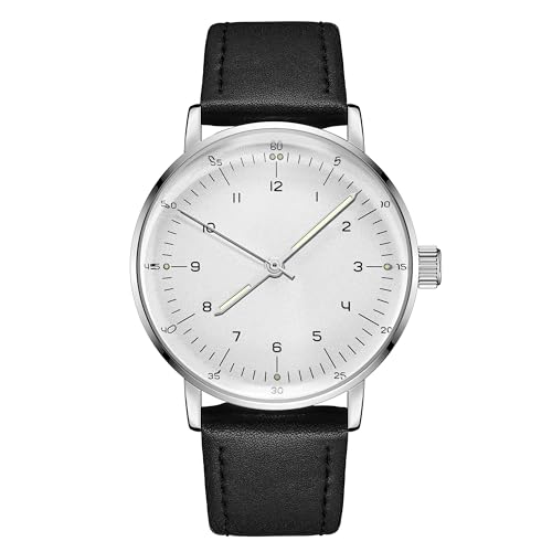 Boyarca Reloj mecánico vintage con espejo de cristal abovedado y caja de 40 mm, reloj de pulsera mecánico casual y minimalista para hombres y mujeres, Blanco plateado Boyarca Reloj mecánico vintage con espejo de cristal abovedado y caja de 40 mm, reloj de pulsera mecánico casual y minimalista para hombres y mujeres, Blanco plateado