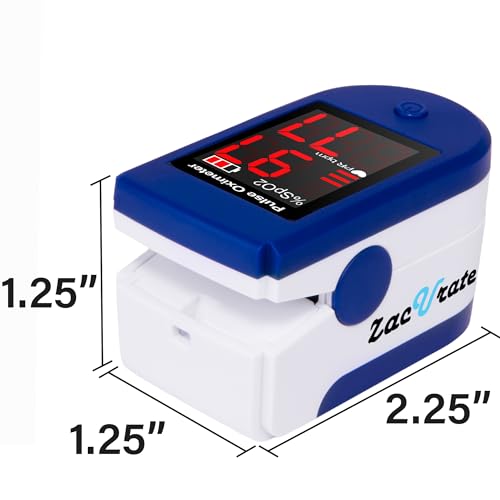 Zacurate Fingertip Pulse Oximeter Blood Oxygen Saturation Monitor with Batteries and Lanyard Included (Sapphire Blue)