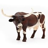 Gemini& Genius Farm Animal Toys, Longhorn Cow Action Figure, Hand Painted, 6 Inches Length, Realistic and Durable Farm Toys for Children Boys and Girls Gift (189)