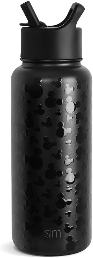 Simple Modern Disney Mickey Mouse Water Bottle with Straw Lid Vacuum Insulated Stainless Steel Metal Thermos | Gifts for Women Men Reusable Leak Proof Flask | Summit Collection | 32oz Iconic Mickey