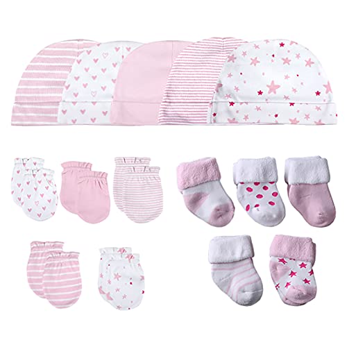 Image of Chamie Baby's Organic Cotton Socks, Caps and Mittens Set for Baby Girls and Boys