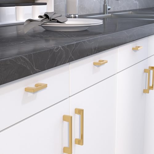 Image of Richelieu Hardware BP816032CHBRZ Armadale Collection 1 1 /4-inch (32 mm) Center-to-Center Champagne Bronze Modern Rectangular Cabinet and Drawer Pull Handle for Kitchen, Bathroom, and Furniture