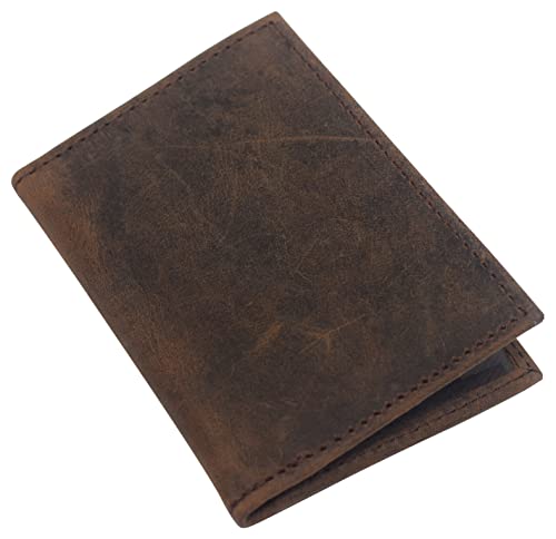 MARSHAL Slim Thin Genuine Leather 2 ID Window Mini Wallet Holder Bifold Driver's License Safe (Cazoro Brown)4