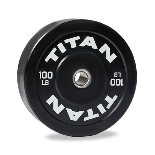 Titan Fitness 100 LB Economy Olympic Bumper Plate, Sold Individually, Rubber with Steel Insert, Weightlifting and Strength Training