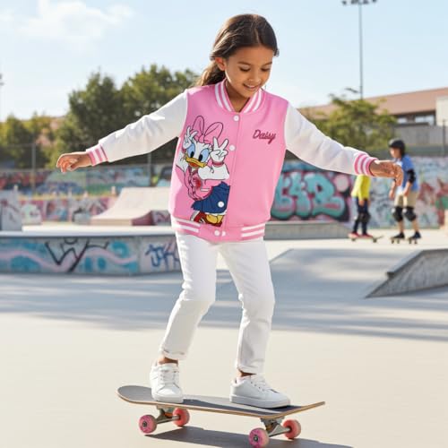 Image of Disney Girl & Boy Varsity Bomber Jacket Fall Sweatshirt Toddler to Big Kid | Officially Licensed Jacket with Mickey, Minnie, Spider-Man, Gwen, Toy Story, Cars, Frozen, Princess, Stitch, Zootopia Designs